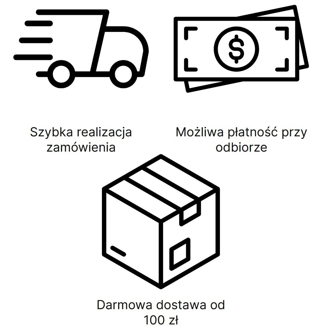 Szybka realizacja zamówienia, płatność przy odbiorze i darmowa dostawa od 100 zł