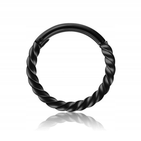 Kolczyk stal chirurgiczna kółko CLICKER czarny 12mm twist TRAGUS HELIX 1szt.