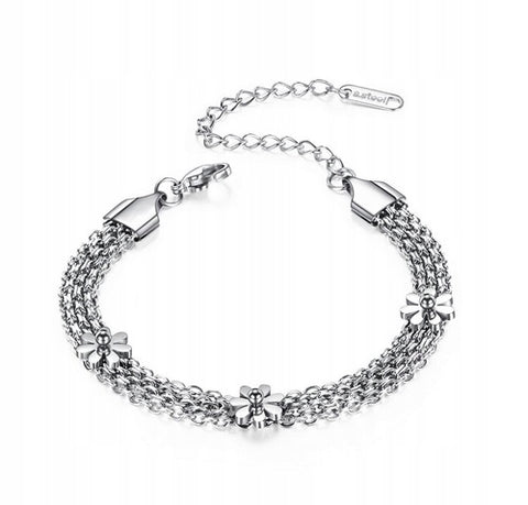 Silver surgical steel bracelet, FLOWER 