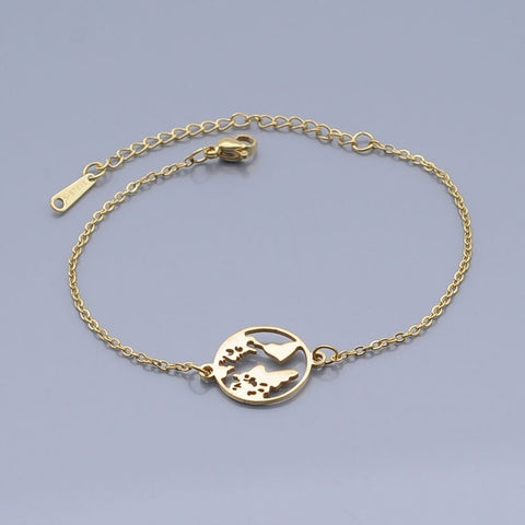 Gold surgical steel bracelet EARTH GLOBUS 