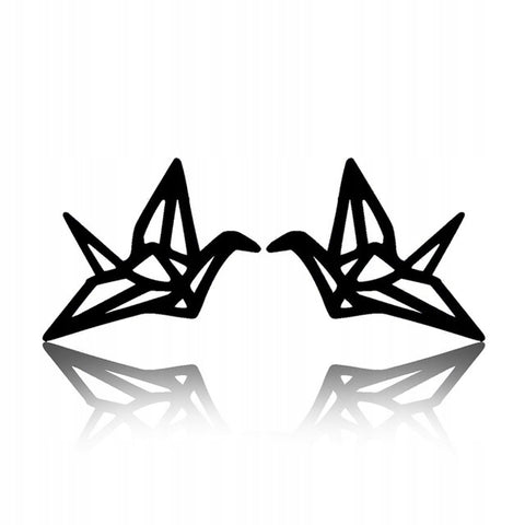 Kolczyki stal chirurgiczna czarne sztyfty PTAKI ORIGAMI
