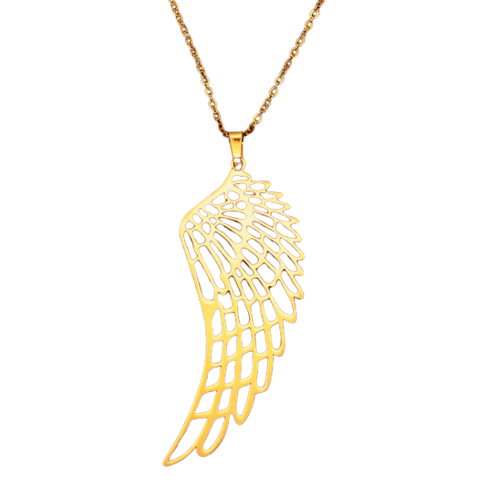 Gold surgical steel necklace WING 