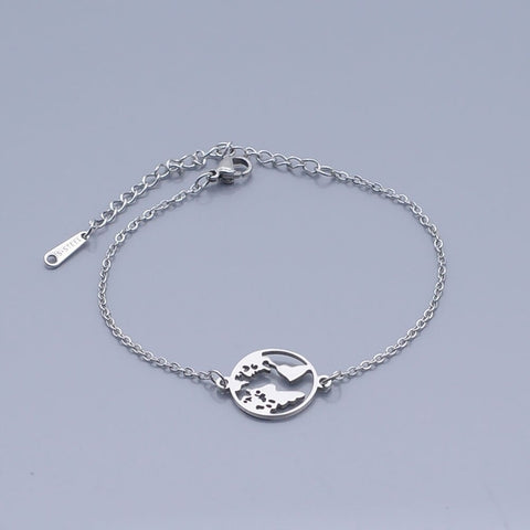 Silver surgical steel bracelet EARTH GLOBUS 