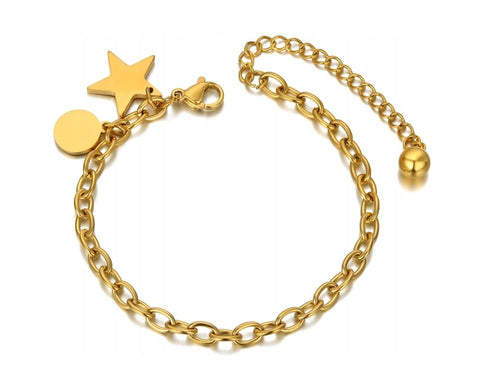 Gold surgical steel bracelet, BIG STAR 