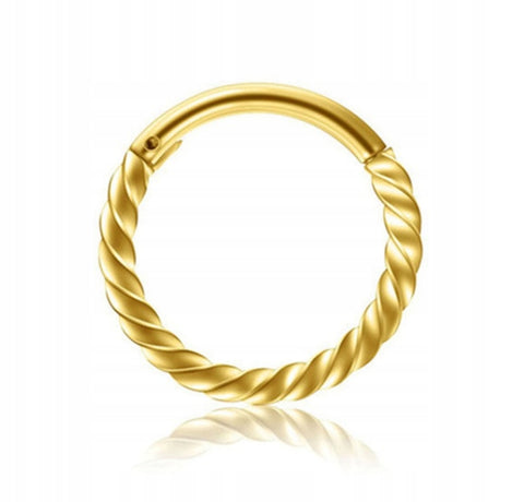 Kolczyk stal chirurgiczna kółko CLICKER złoty 10mm twist TRAGUS HELIX 1szt