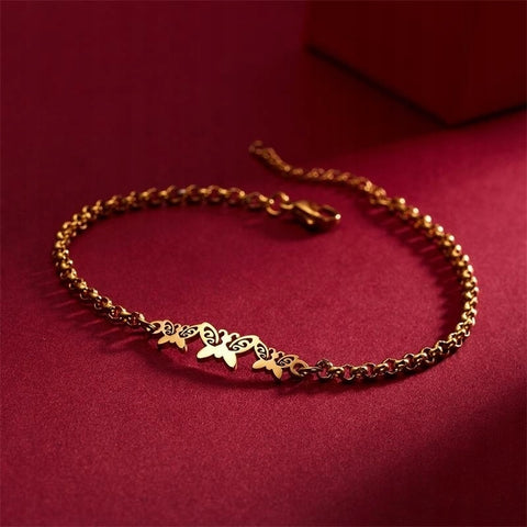 Gold surgical steel BUTTERFLY bracelet 