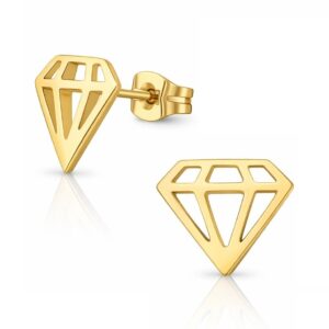 Kolczyki stal chirurgiczna złote sztyfty diamencik diament brylant