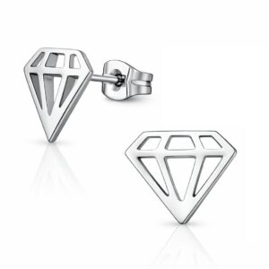 Kolczyki stal chirurgiczna srebrne sztyfty diamencik diament brylant
