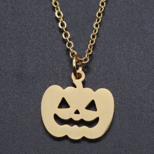 Naszyjnik stal chirurgiczna złoty DYNIA HALLOWEEN