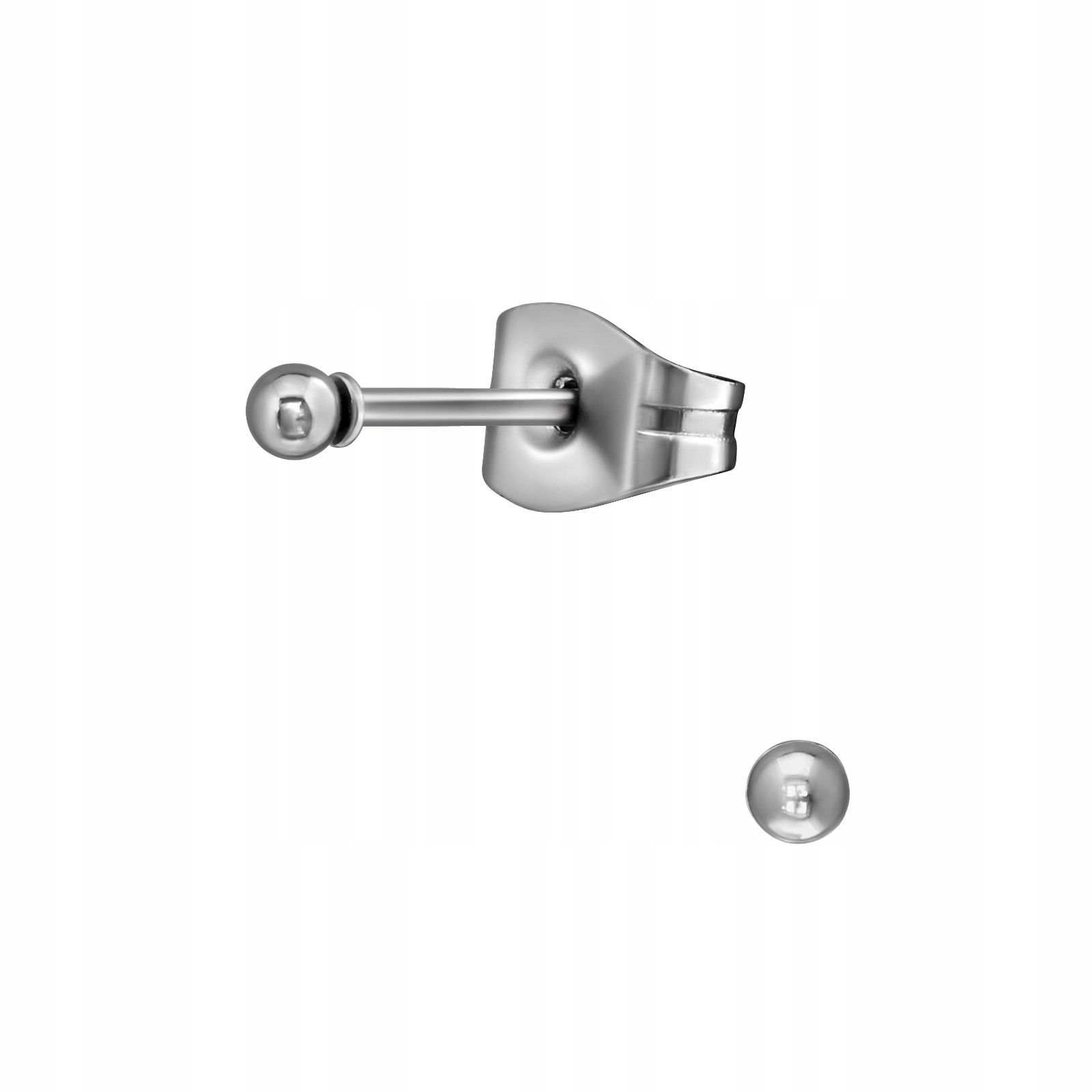 Kolczyki stal chirurgiczna srebrne sztyfty kulki 2mm - obrazek 2