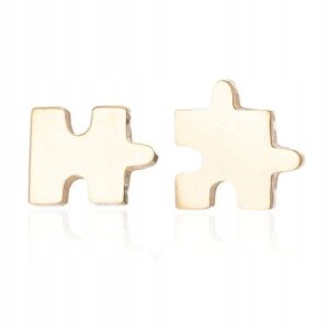 Kolczyki stal chirurgiczna złote sztyfty puzzle