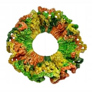 Gumka scrunchie do włosów duża ażurowa kolorowa a'la koronka handmade