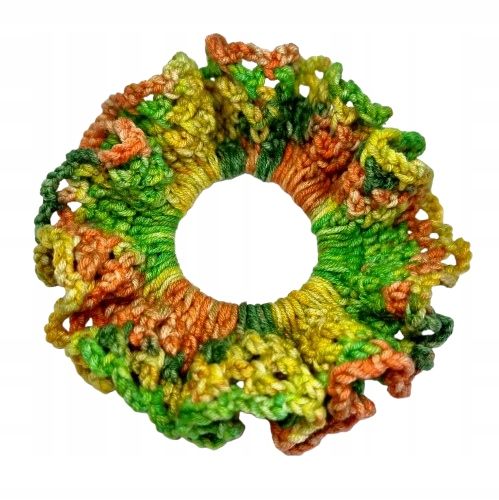 Gumka scrunchie do włosów duża ażurowa kolorowa a'la koronka handmade