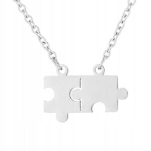Naszyjnik stal chirurgiczna srebrny puzzle