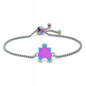 Bransoletka stal chirurgiczna holo kolorowa typu bolo puzzle