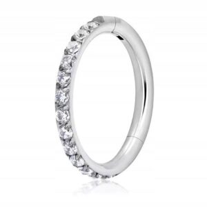 Kolczyk tytanowy kółko clicker srebrny 1.0/8mm tragus helix 1 szt. cyrkonie