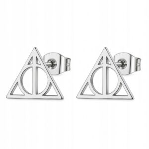 Kolczyki stal chirurgiczna srebrne sztyfty Insygnia Śmierci Harry Potter