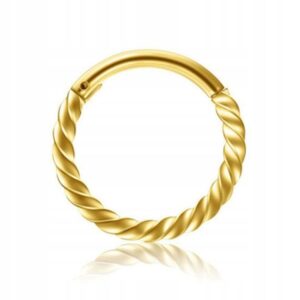 Kolczyk stal chirurgiczna kółko clicker złoty 1.0/12mm twist tragus helix 1szt