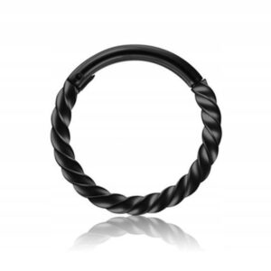 Kolczyk stal chirurgiczna kółko CLICKER czarny 1.0/6mm twist TRAGUS HELIX 1szt