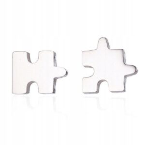 Kolczyki stal chirurgiczna srebrne sztyfty puzzle