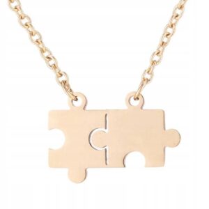 Naszyjnik stal chirurgiczna złoty puzzle