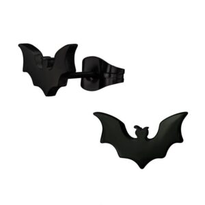 Kolczyki stal chirurgiczna czarne sztyfty nietoperze motyw Halloween Batman