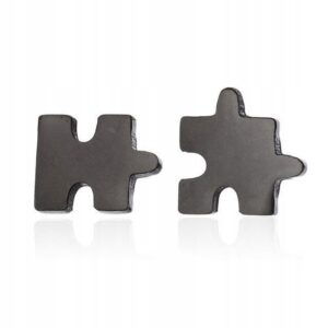 Kolczyki stal chirurgiczna czarne sztyfty puzzle