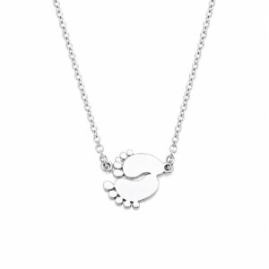 Naszyjnik stal chirurgiczna choker srebrny z motywem stópek dziecka