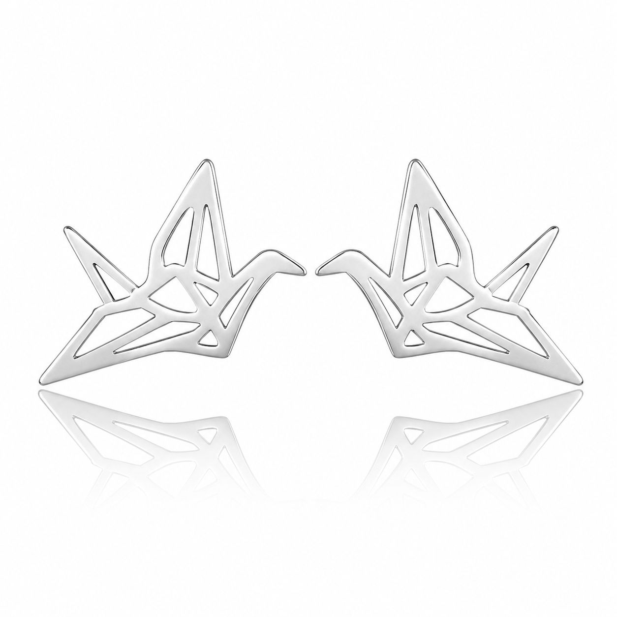 Kolczyki stal chirurgiczna srebrne sztyfty ptaki w stylu origami