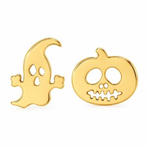 Kolczyki stal chirurgiczna złote sztyfty z motywem Halloween duszek i dynia