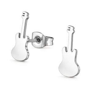 Kolczyki stal chirurgiczna srebrne sztyfty gitara elektryczna