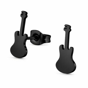Kolczyki stal chirurgiczna czarne sztyfty gitara elektryczna